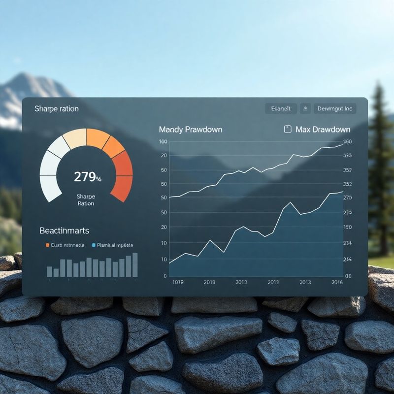 Dashboard kazalnikov uspešnosti s Sharpe merilcem in grafikonom padca